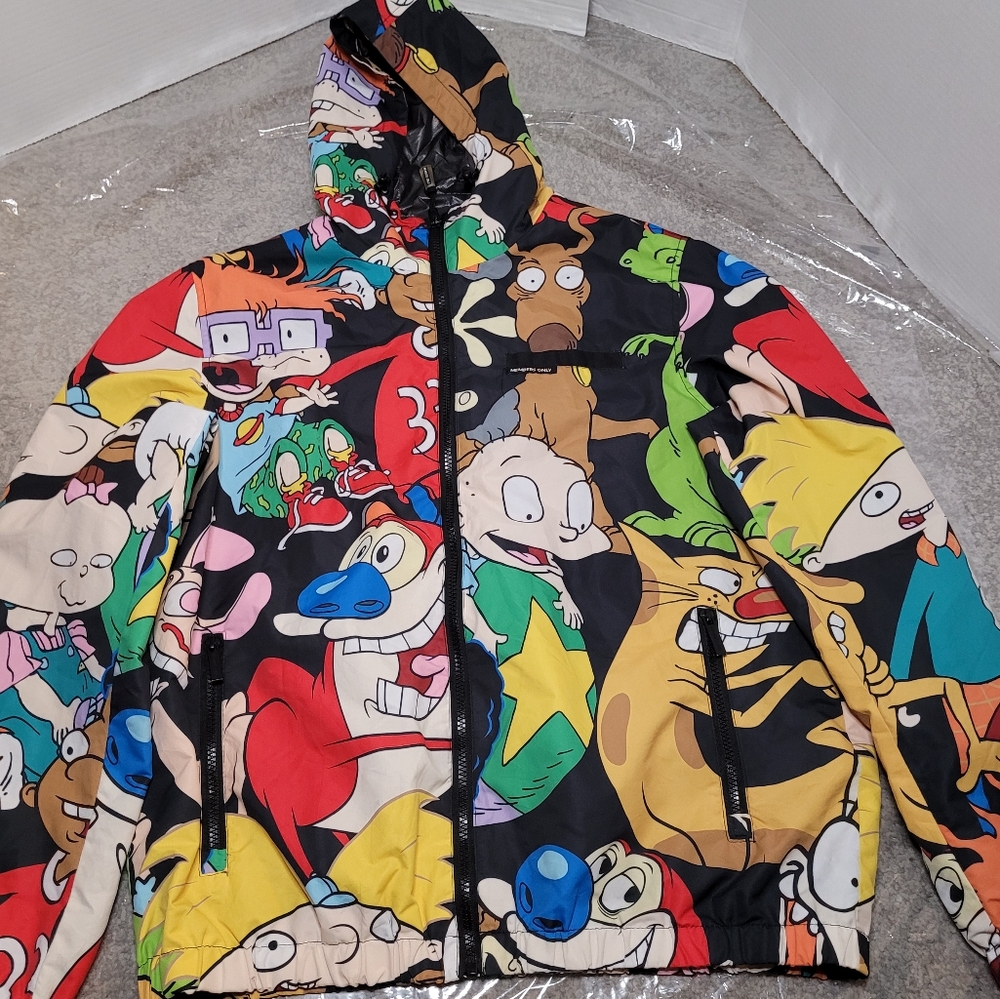 Nickelodeon x Members Only Windbreaker Jacket Hooded Adult sz M